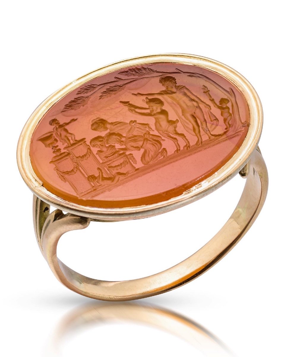Carnelian Intaglio Of A Procession After Valerio Belli. Italian, 18th Century.-photo-3