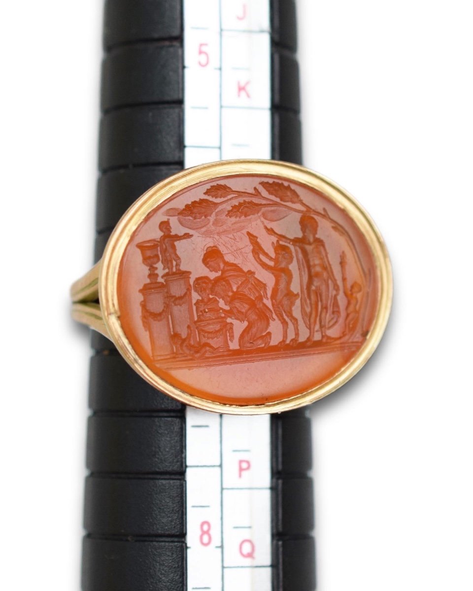 Carnelian Intaglio Of A Procession After Valerio Belli. Italian, 18th Century.-photo-2