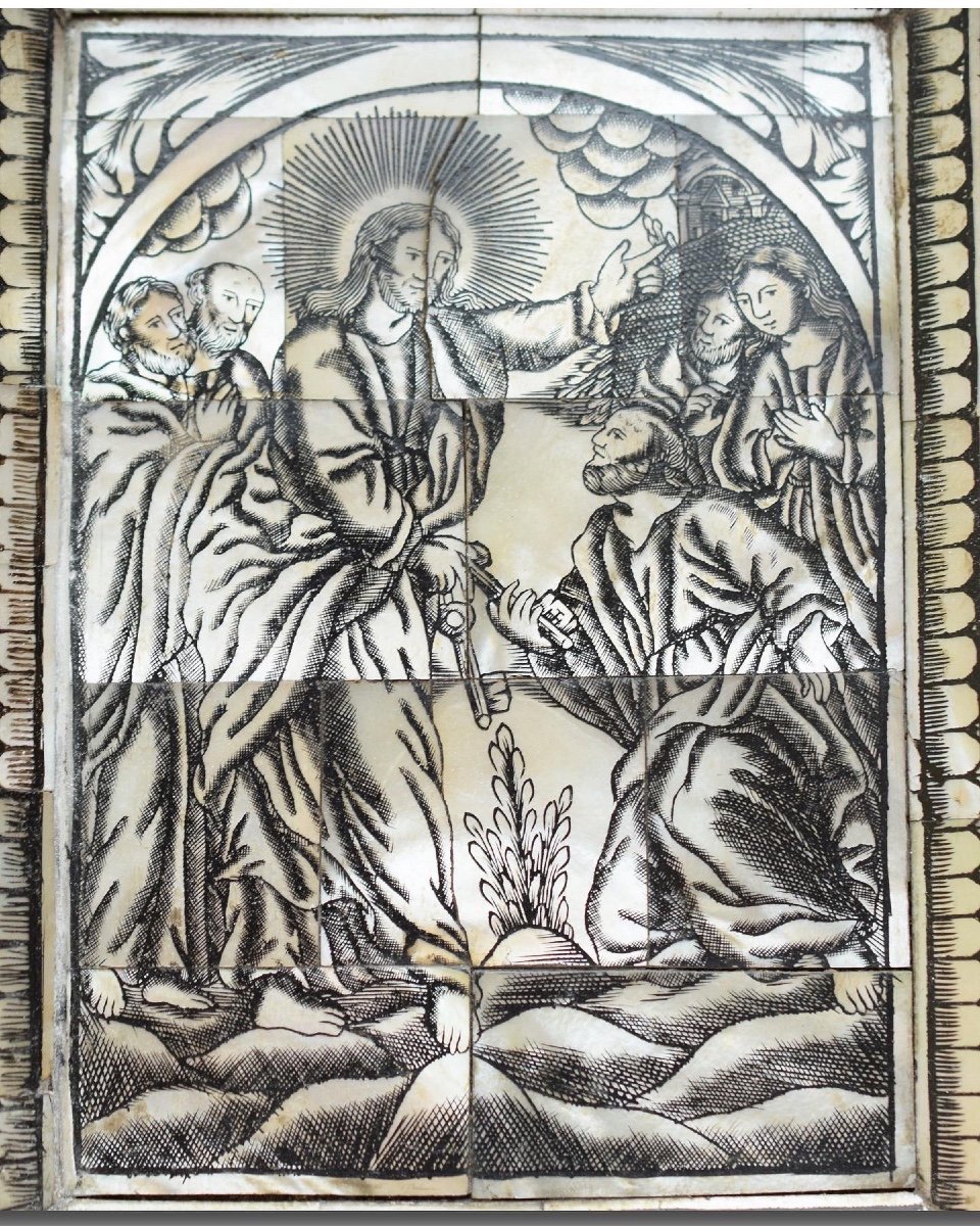 Large Devotional Mother Of Pearl Plaque. Jerusalem, Late 18th Century.-photo-2
