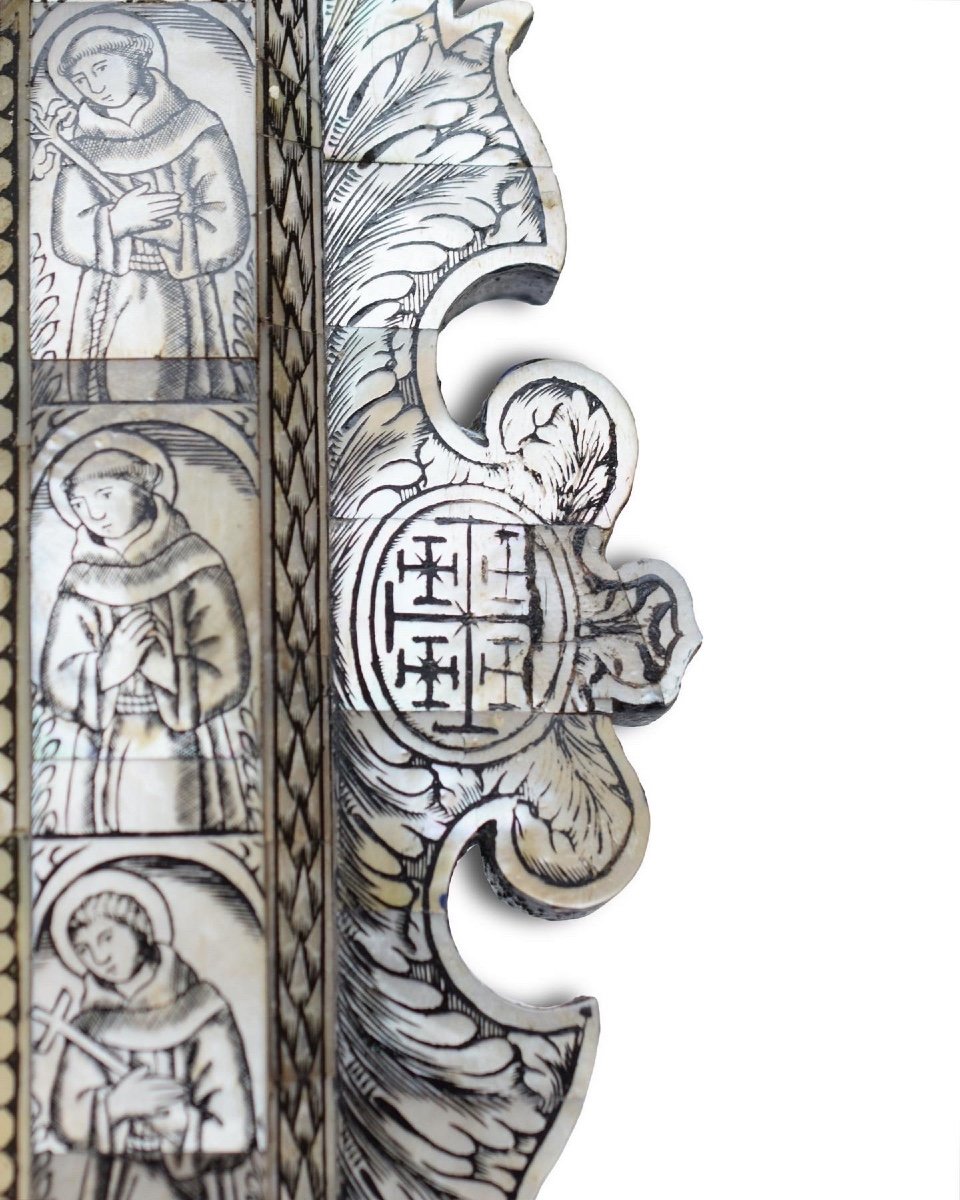 Large Devotional Mother Of Pearl Plaque. Jerusalem, Late 18th Century.-photo-3