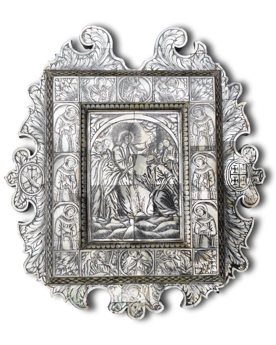 Large Devotional Mother Of Pearl Plaque. Jerusalem, Late 18th Century.