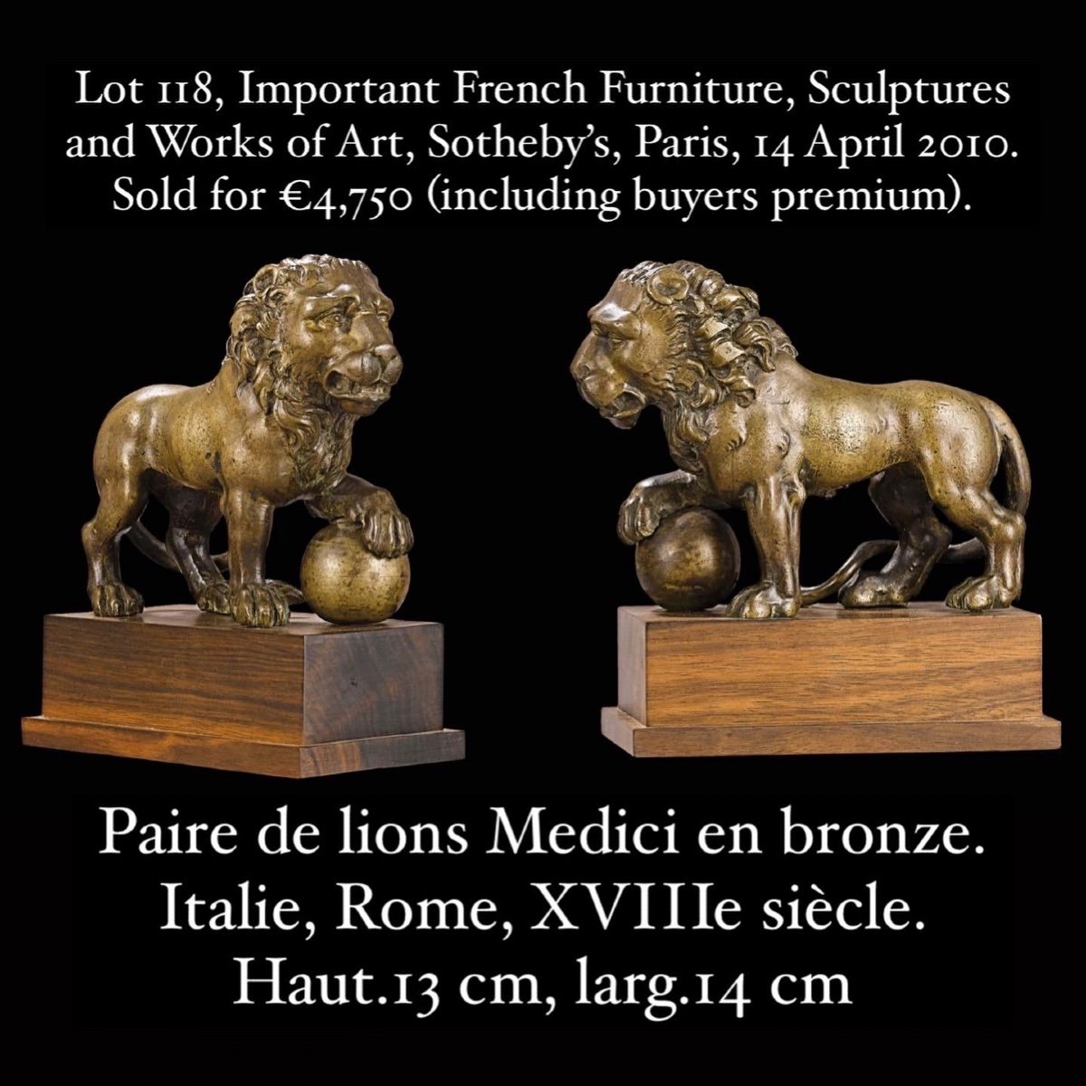 Modèle En Bronze d'Un Lion Médicis. Italien, XVIIIe Siècle.  -photo-1