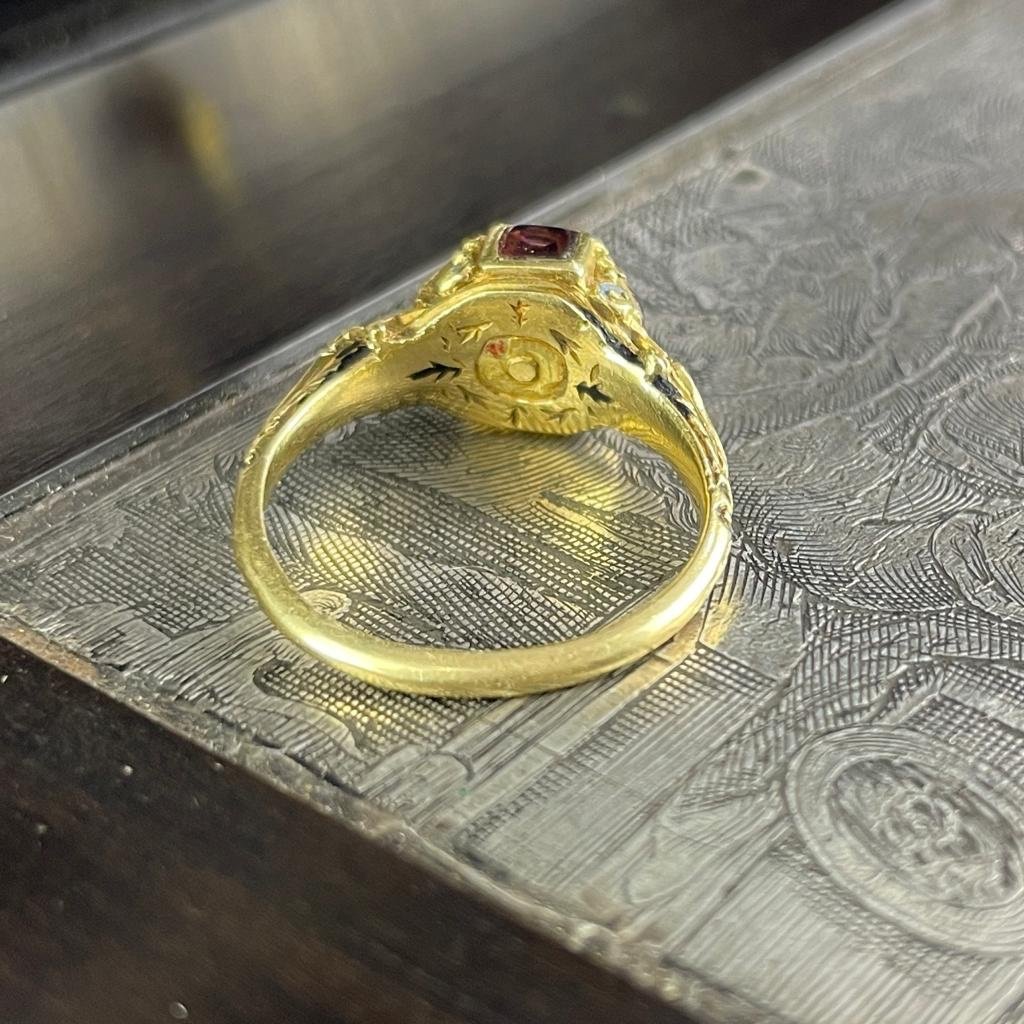 Late Renaissance Diamond And Garnet Ring. Western Europe, 17th Century.-photo-3