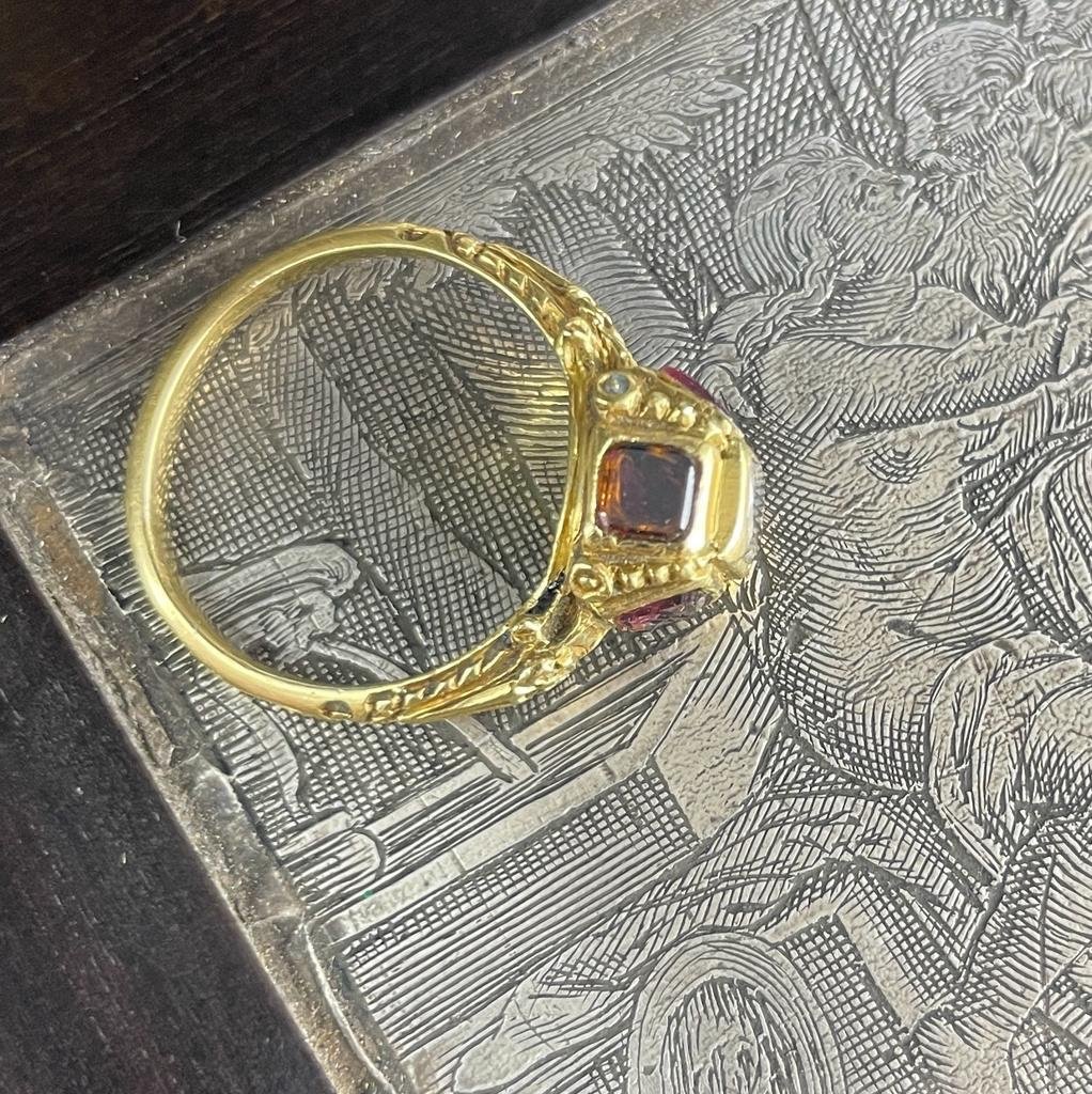 Late Renaissance Diamond And Garnet Ring. Western Europe, 17th Century.-photo-4