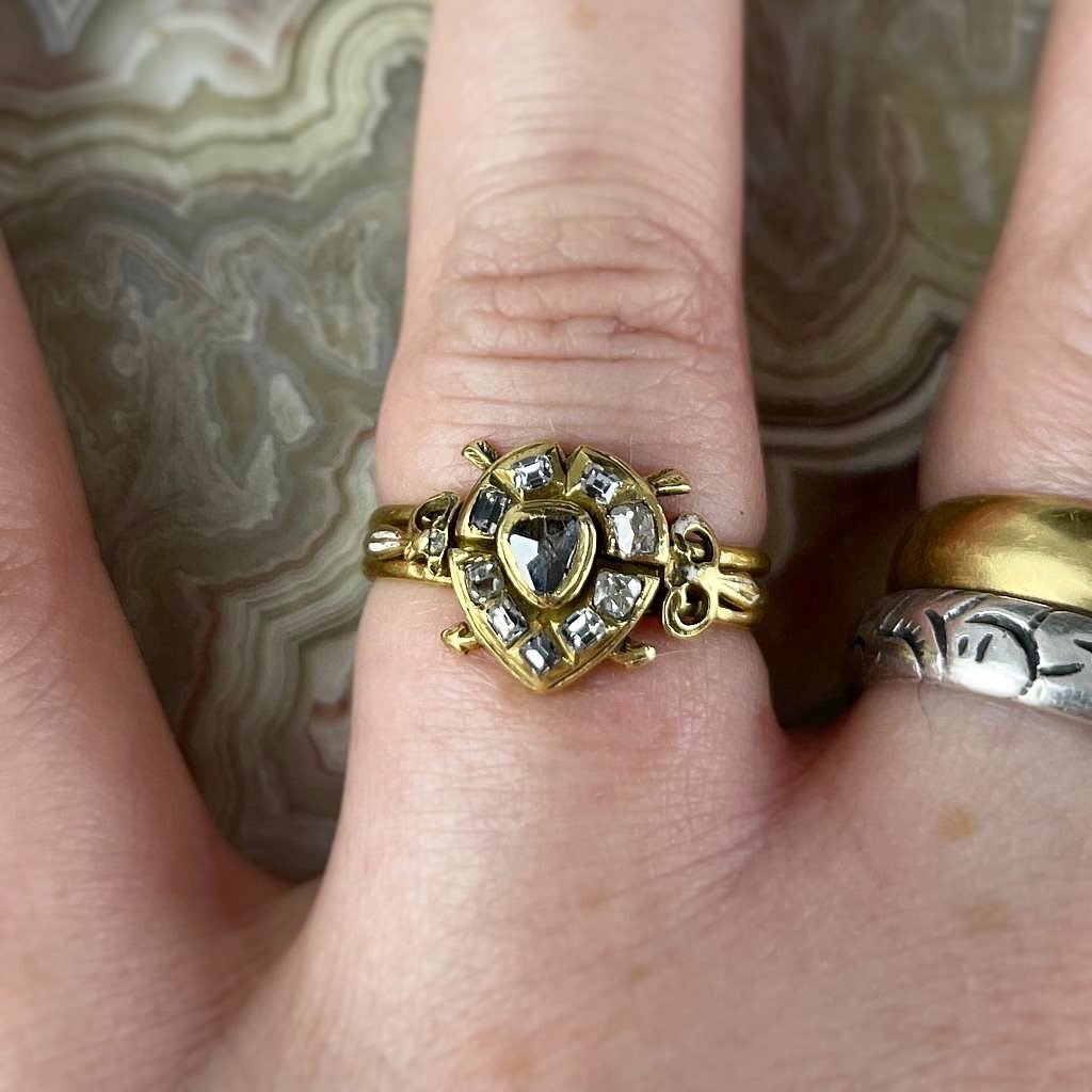  Puzzle Ring With A Diamond Heart Shot By Cupid. Western Europe, 17th Century.-photo-7