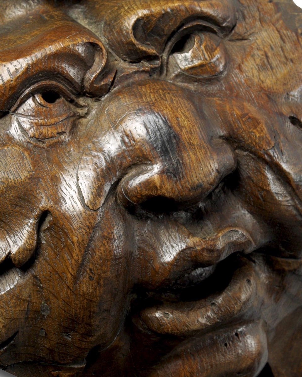 Baroque Oak Bracket Carved With The Head Of A Green Man. Flemish, 17th Century.-photo-3