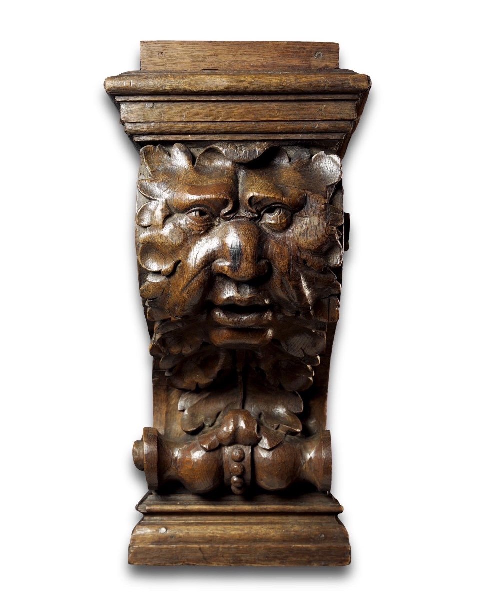 Baroque Oak Bracket Carved With The Head Of A Green Man. Flemish, 17th Century.-photo-6