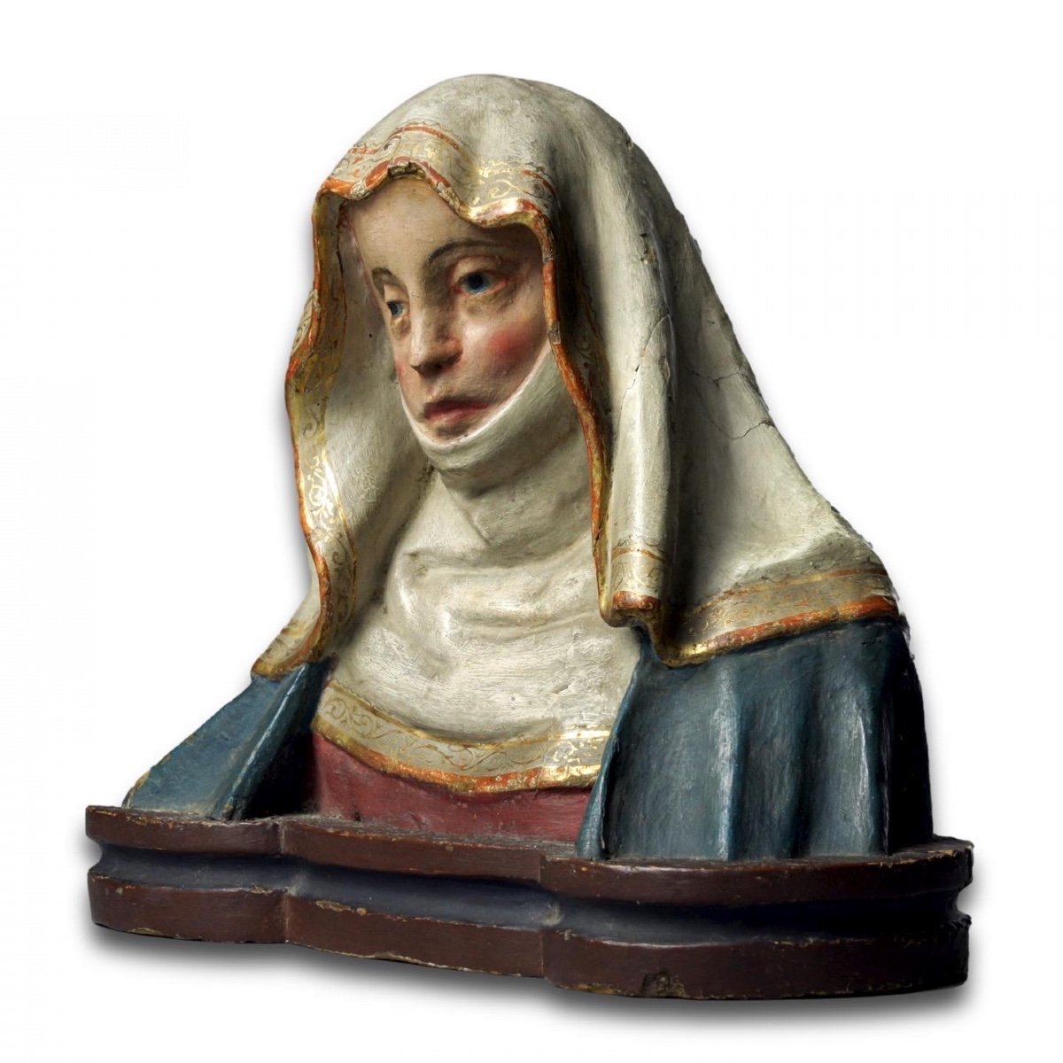 Polychromed Bust Of Saint Anne. German Or Italian, Late 15th Century.-photo-4