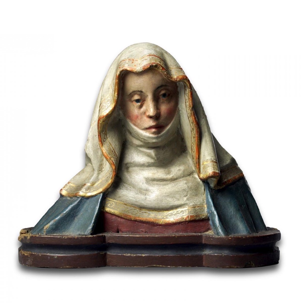 Polychromed Bust Of Saint Anne. German Or Italian, Late 15th Century.