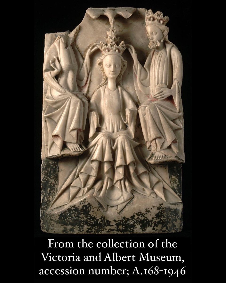 Alabaster Relief Of The Coronation Of The Virgin. Nottingham, 15th Century.-photo-2