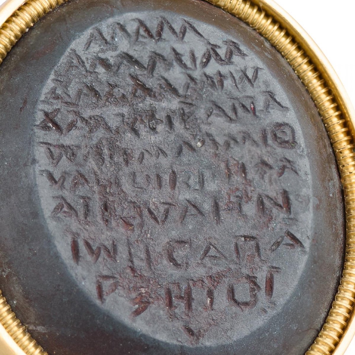 Hematite Gnostic Gem With Greek Text. Romano-egyptian, 3rd-4th Century A.d.-photo-3