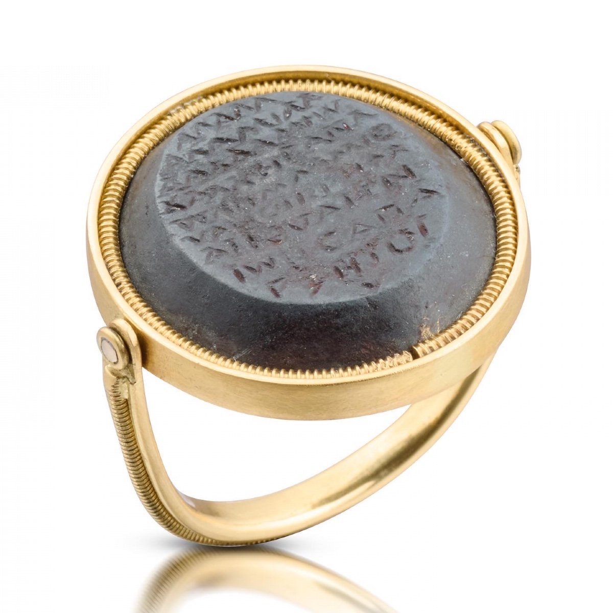 Hematite Gnostic Gem With Greek Text. Romano-egyptian, 3rd-4th Century A.d.-photo-4