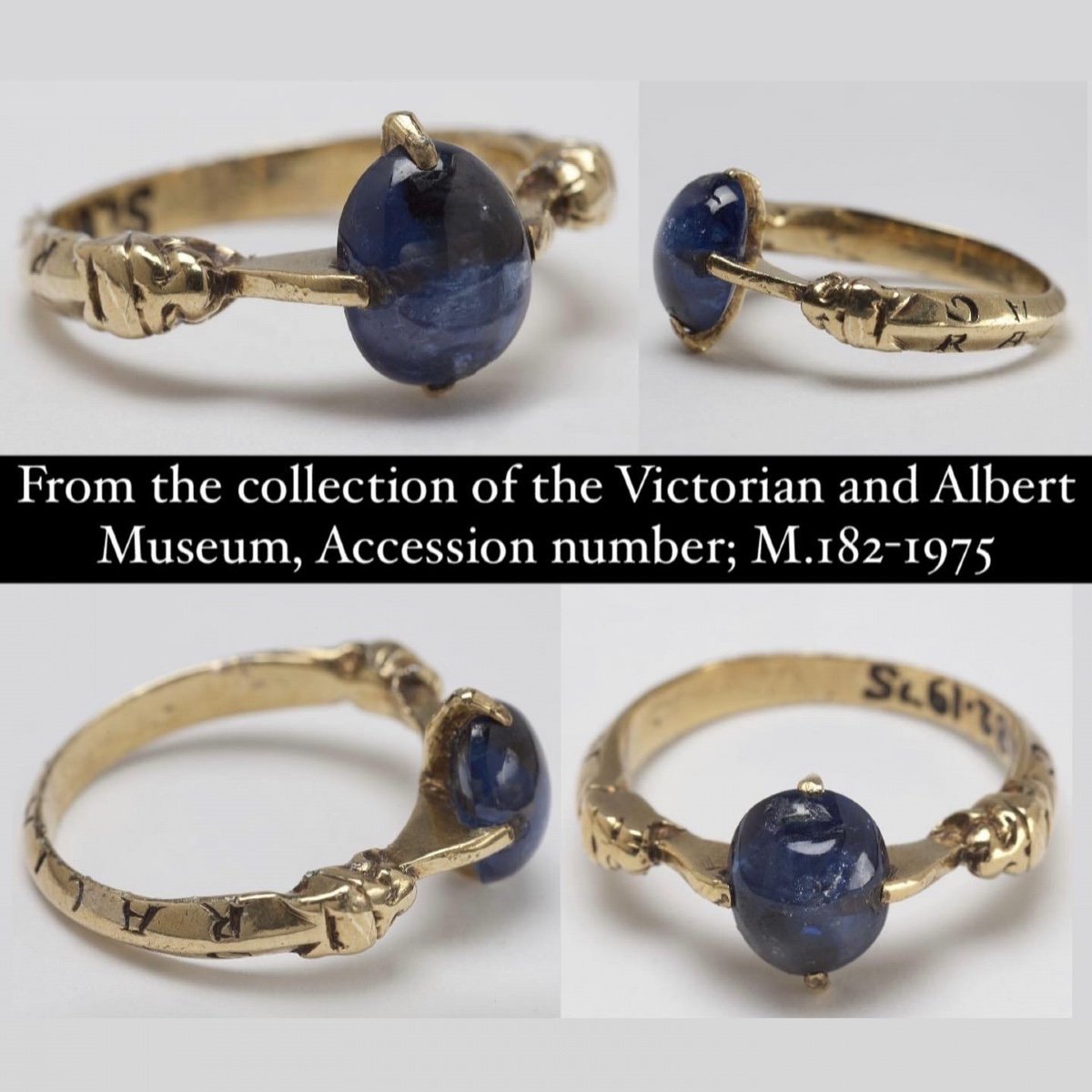 Sapphire Ring With The Angelic Salutation. English Or French, 13th Century.-photo-1