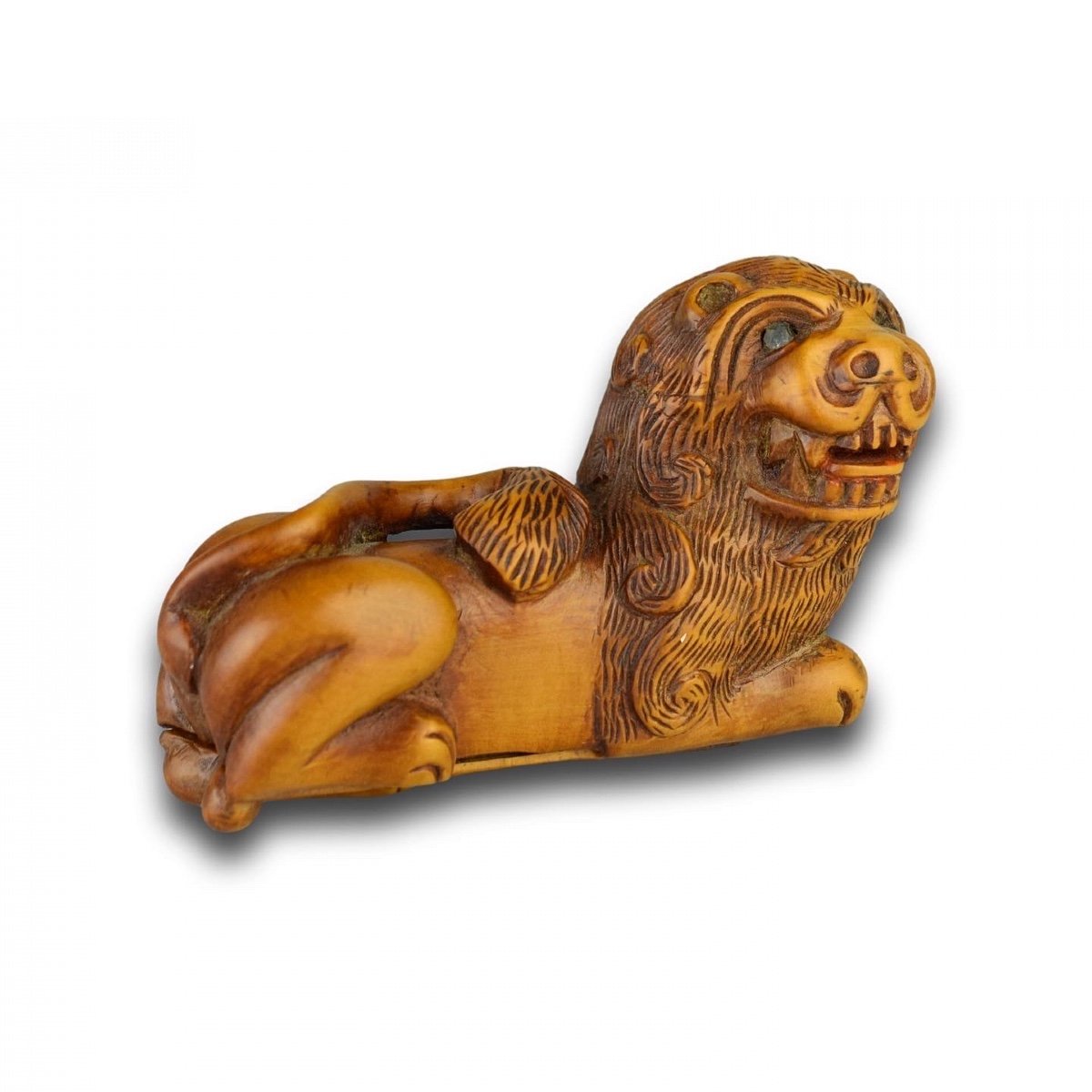Tabatière En Buis En Forme De Lion Grondant. Français, XVIIe - XVIIIe Siècle.-photo-3