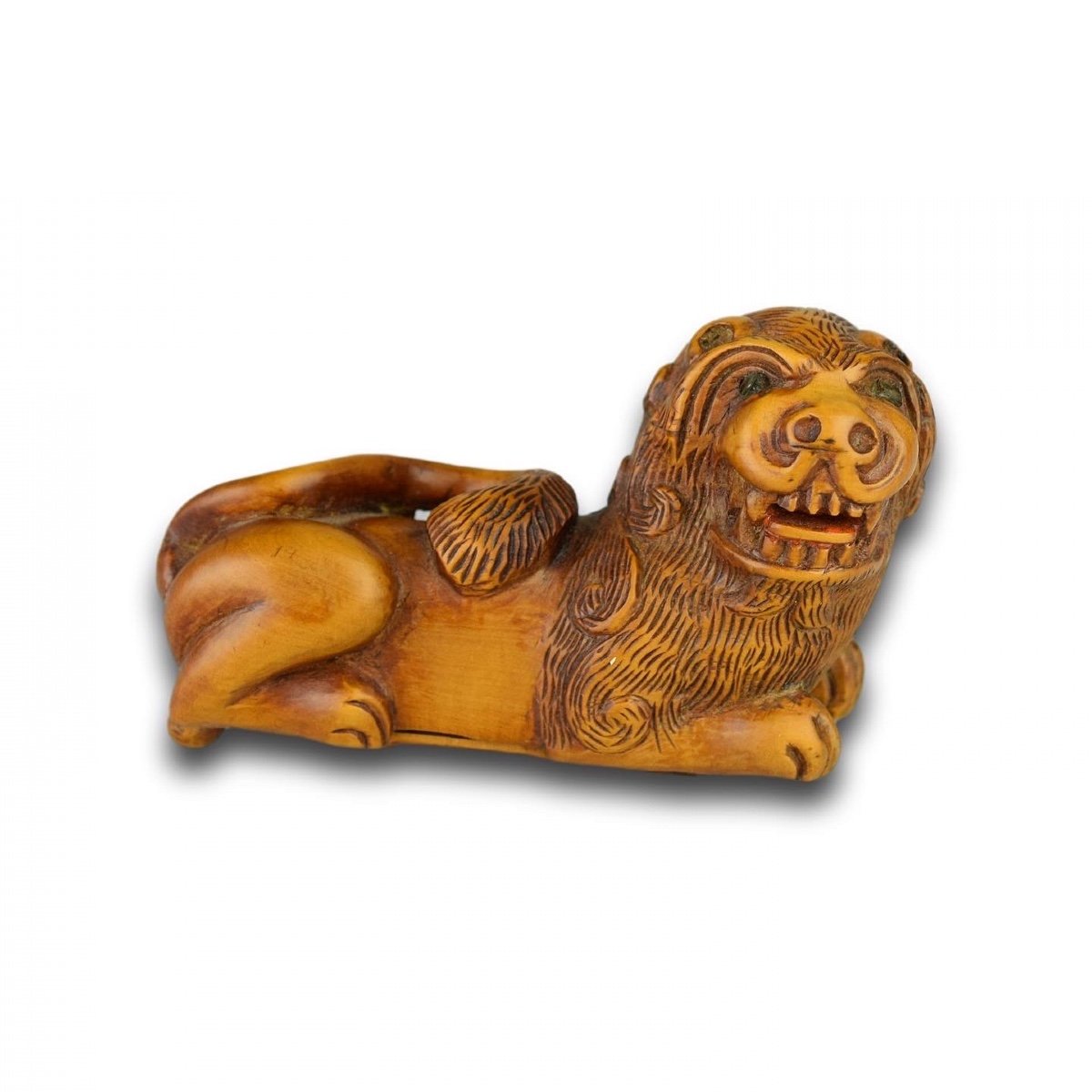 Tabatière En Buis En Forme De Lion Grondant. Français, XVIIe - XVIIIe Siècle.-photo-4