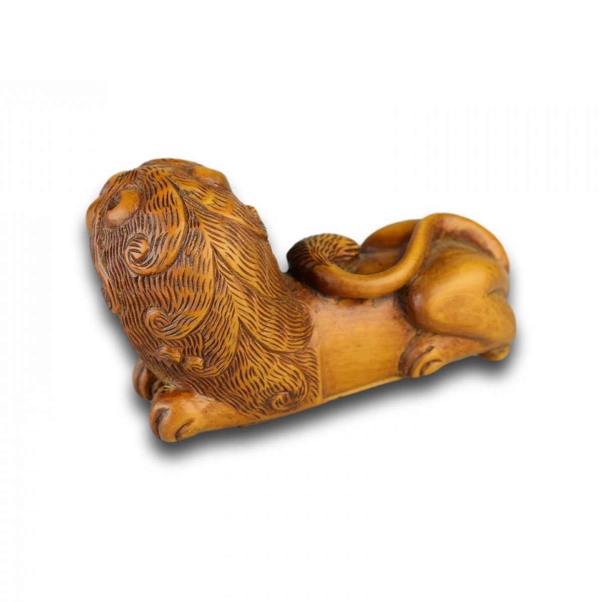 Tabatière En Buis En Forme De Lion Grondant. Français, XVIIe - XVIIIe Siècle.-photo-5