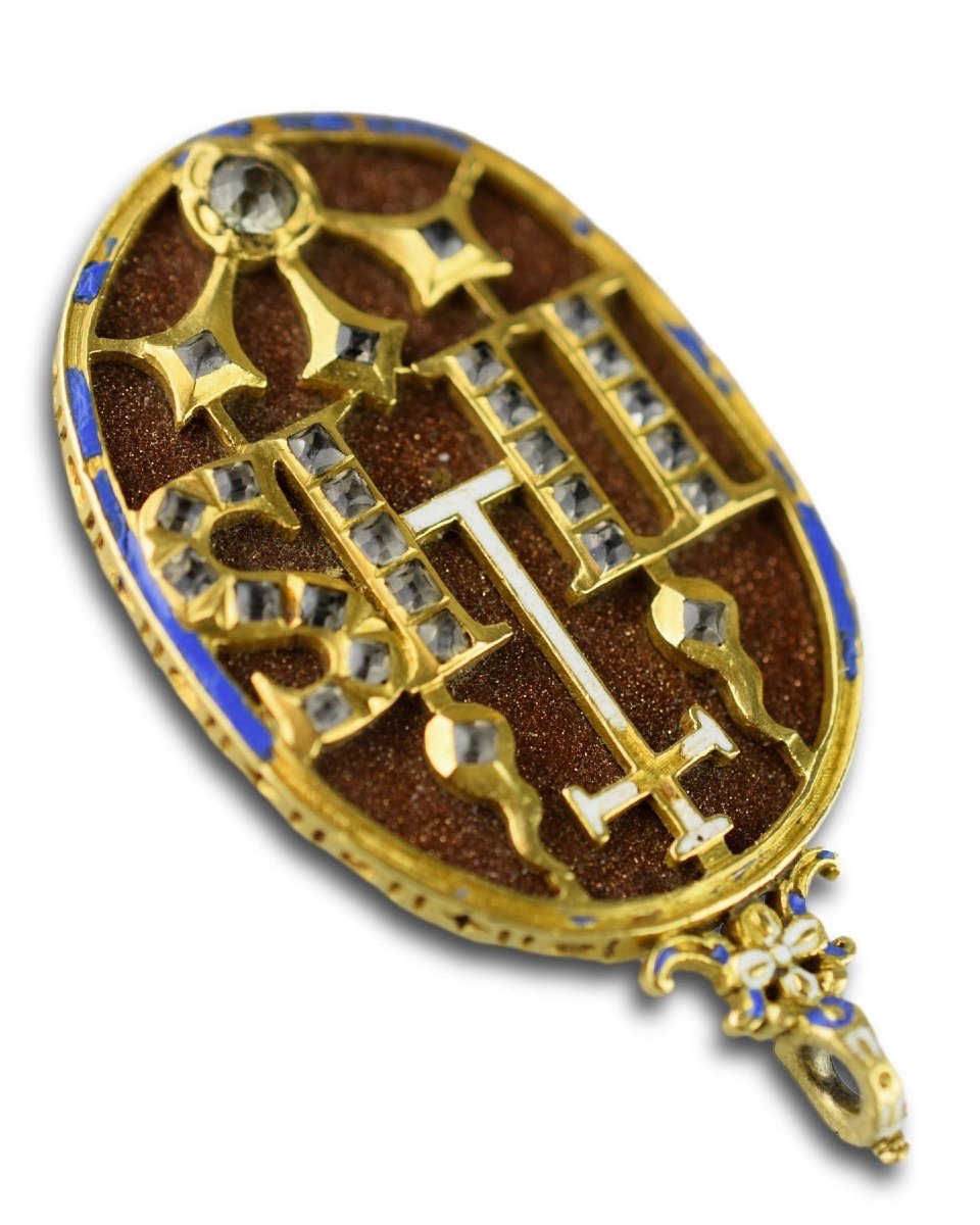Gold Pendant With Table Cut Rock Crystals. Spanish Or Italian, 17th Century.-photo-3