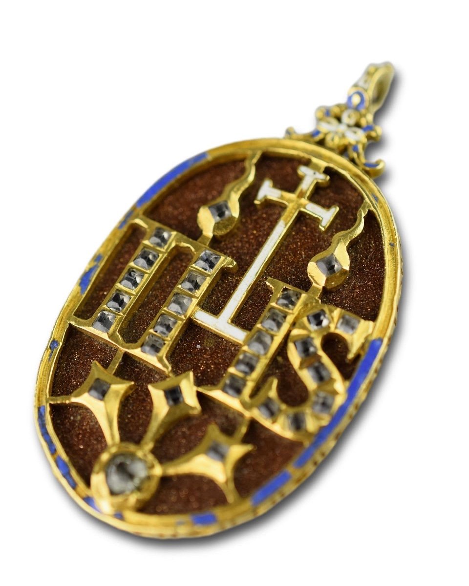 Gold Pendant With Table Cut Rock Crystals. Spanish Or Italian, 17th Century.-photo-1