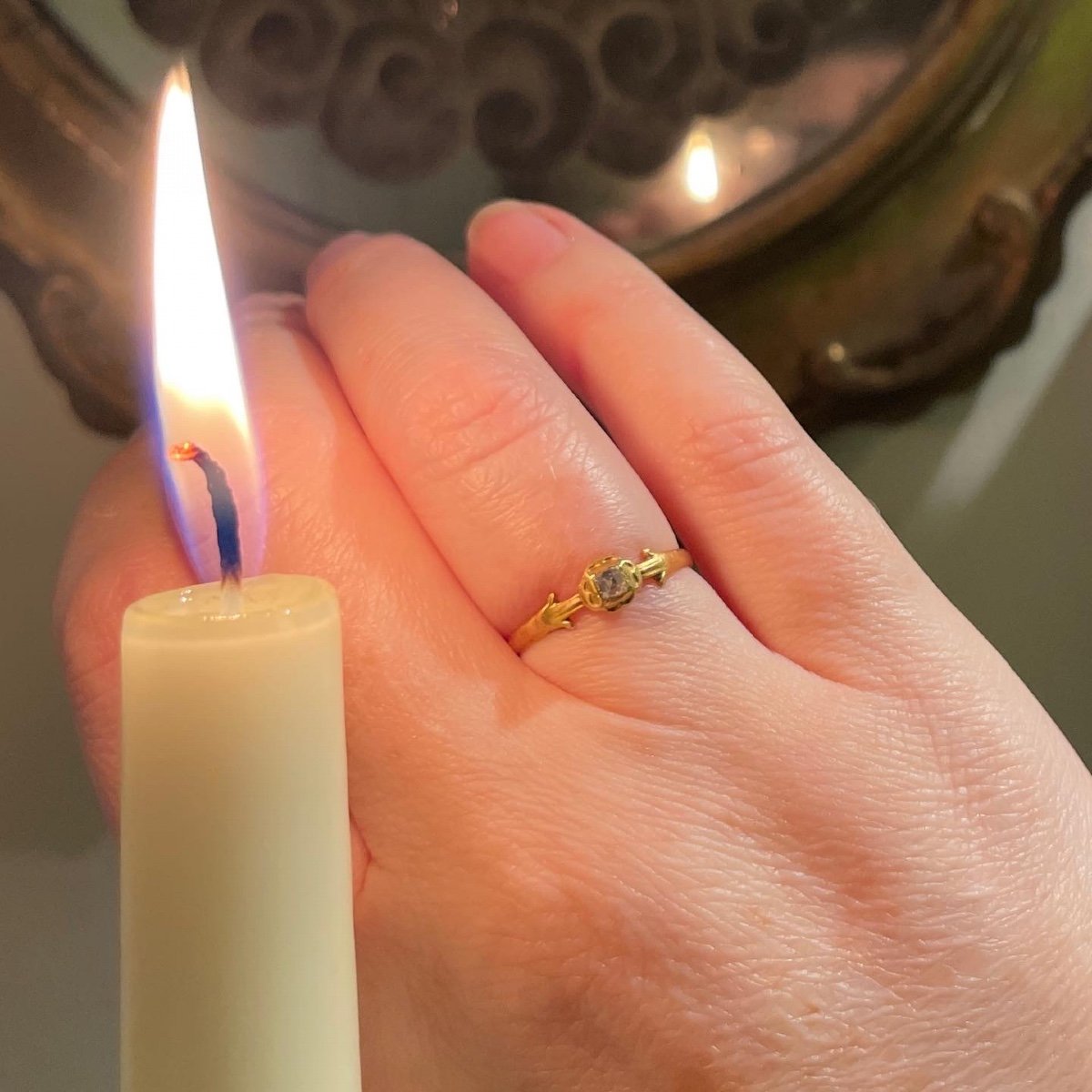 Bague De Fiançailles En Or Fin Sertie d'Un Diamant. Anglais Ou Français, XVe Siècle. -photo-7