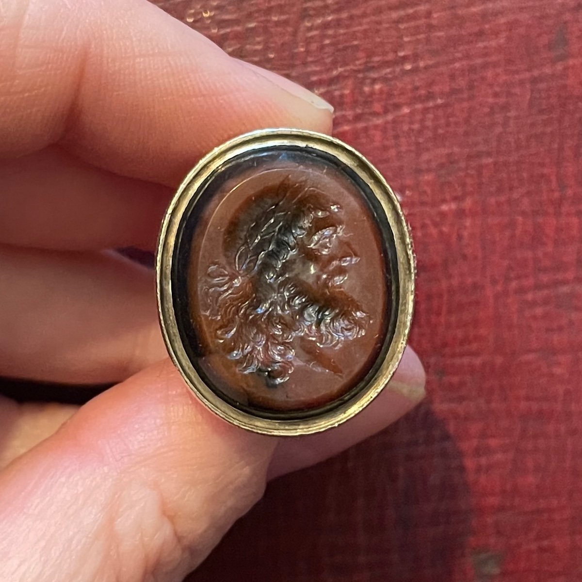 Gold Fob Seal With A Jasper Intaglio Of Zeus. English, Mid 19th Century.-photo-7