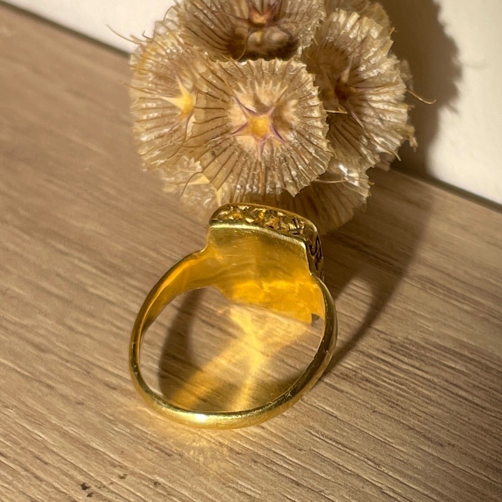 Bague Médiévale Amulétique En Or Et Saphir. Anglais Ou Français, 14ème Siècle.-photo-4