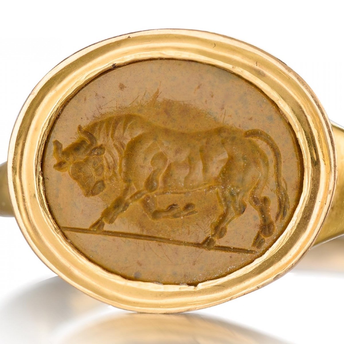 Yellow Jasper Intaglio Of A Bull. Roman, 1st Century Bc - 1st Century Ad.-photo-6