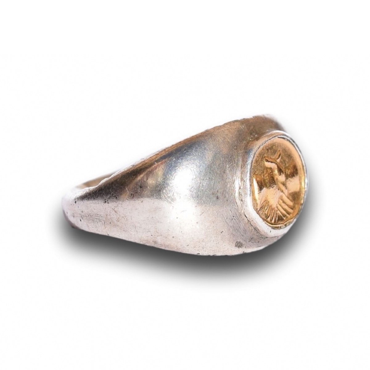 Ancient Silver And Gold Marriage Ring. Roman, 2nd /3rd Century Ad.-photo-2