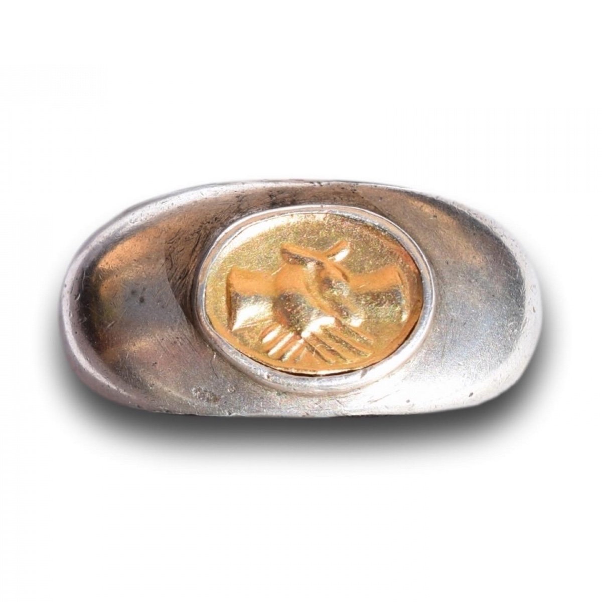 Ancient Silver And Gold Marriage Ring. Roman, 2nd /3rd Century Ad.-photo-4