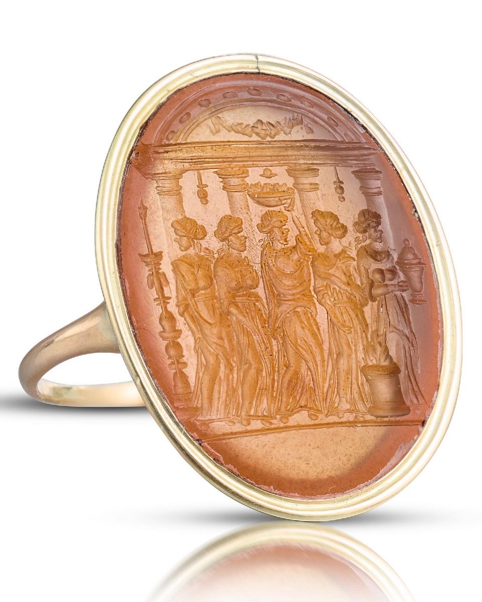 Bague En Or Géorgienne Avec Une Intaille d'Après Valerio Belli. Italien, XVIe Siècle.  