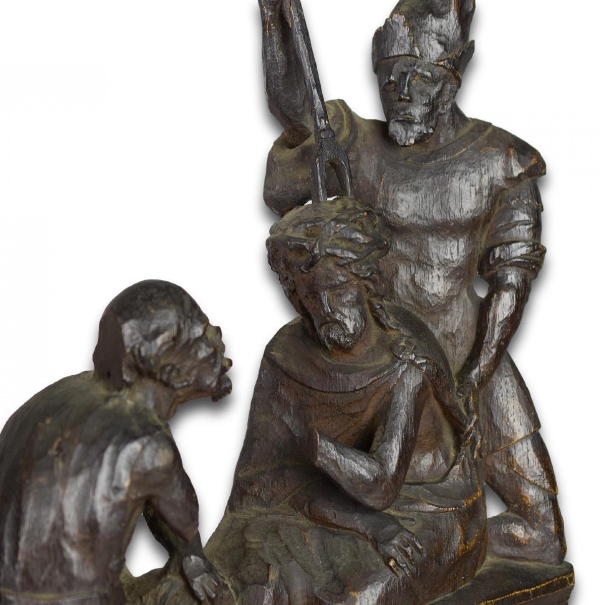 Fragment De Retable En Chêne Du Christ Couronné d'épines. Flamand, XVIe Siècle.  -photo-2