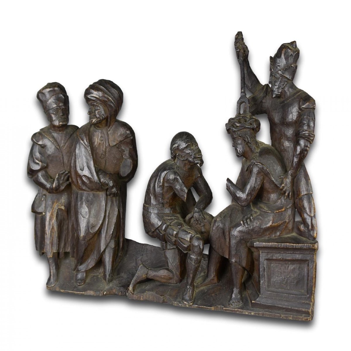 Fragment De Retable En Chêne Du Christ Couronné d'épines. Flamand, XVIe Siècle.  -photo-2