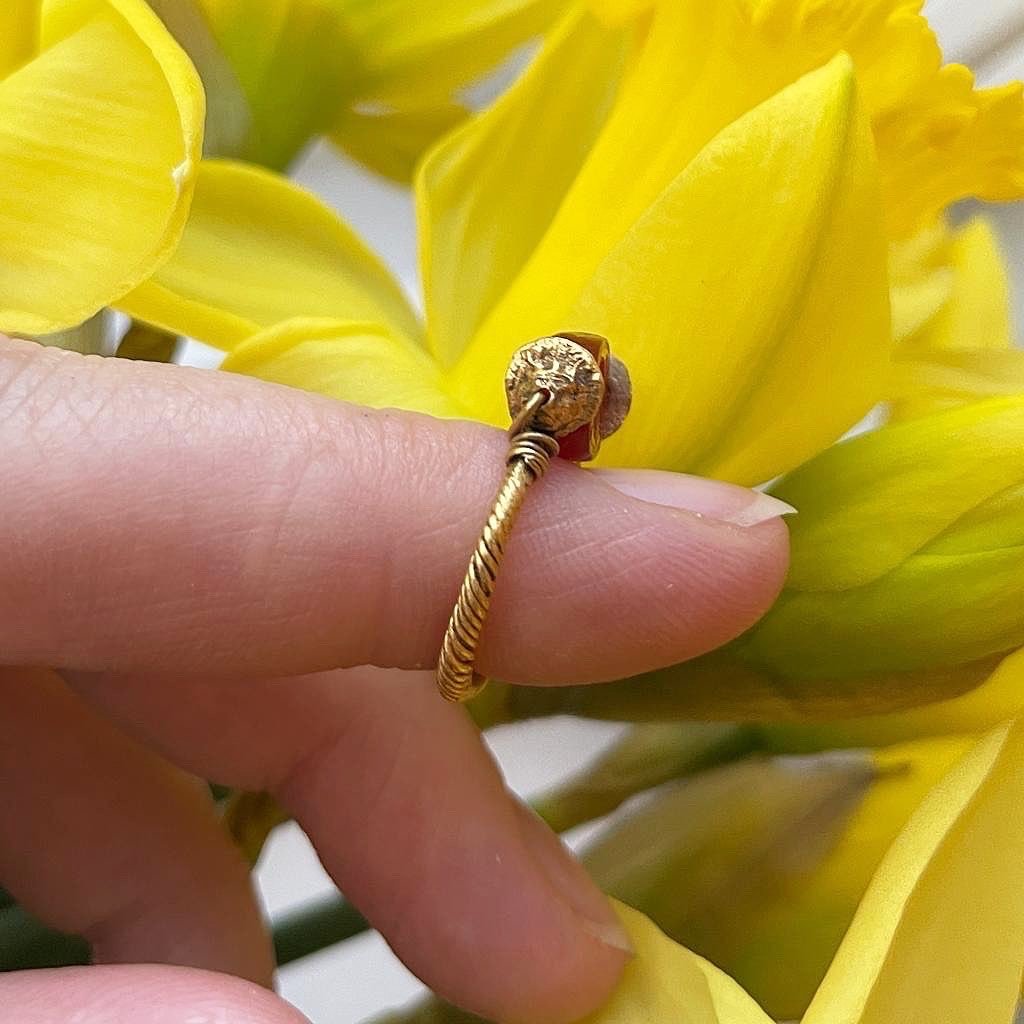 Bague Scarabée Ancienne En Or Et Cornaline. étrusque, Ive Siècle Av.-photo-7