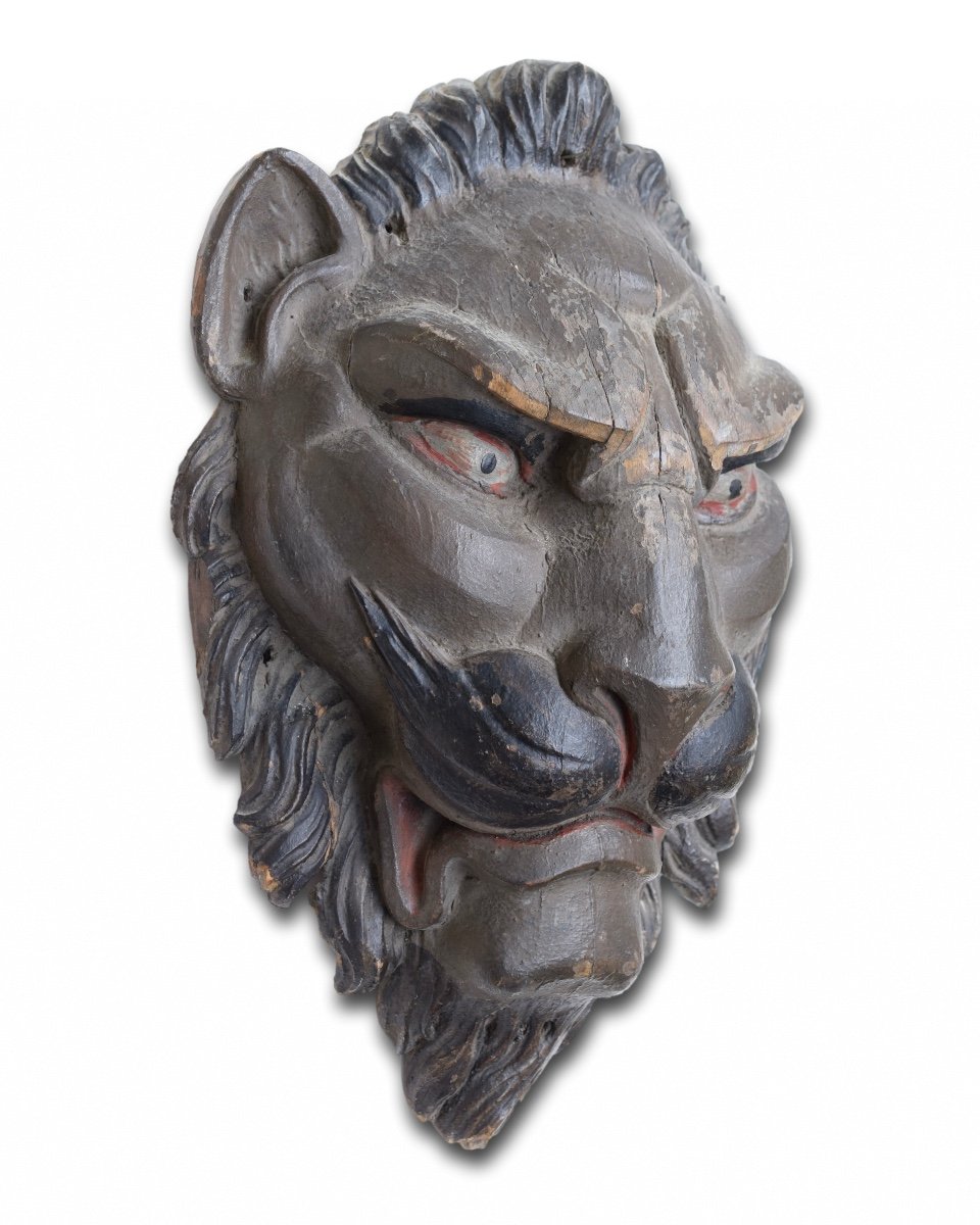  Bold Oak Relief Of A Lions Head. French, 18th Century.-photo-3