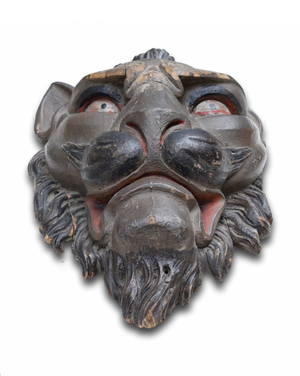  Bold Oak Relief Of A Lions Head. French, 18th Century.-photo-5