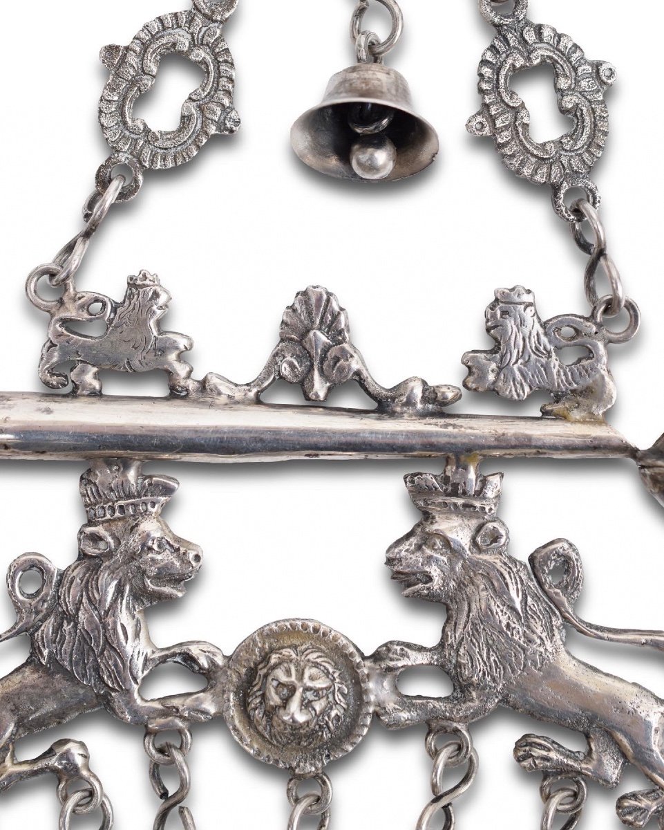 Silver Whistle With Lions And Bells. Spanish, Hallmarks Of Madrid, Eighteenth Century-photo-3