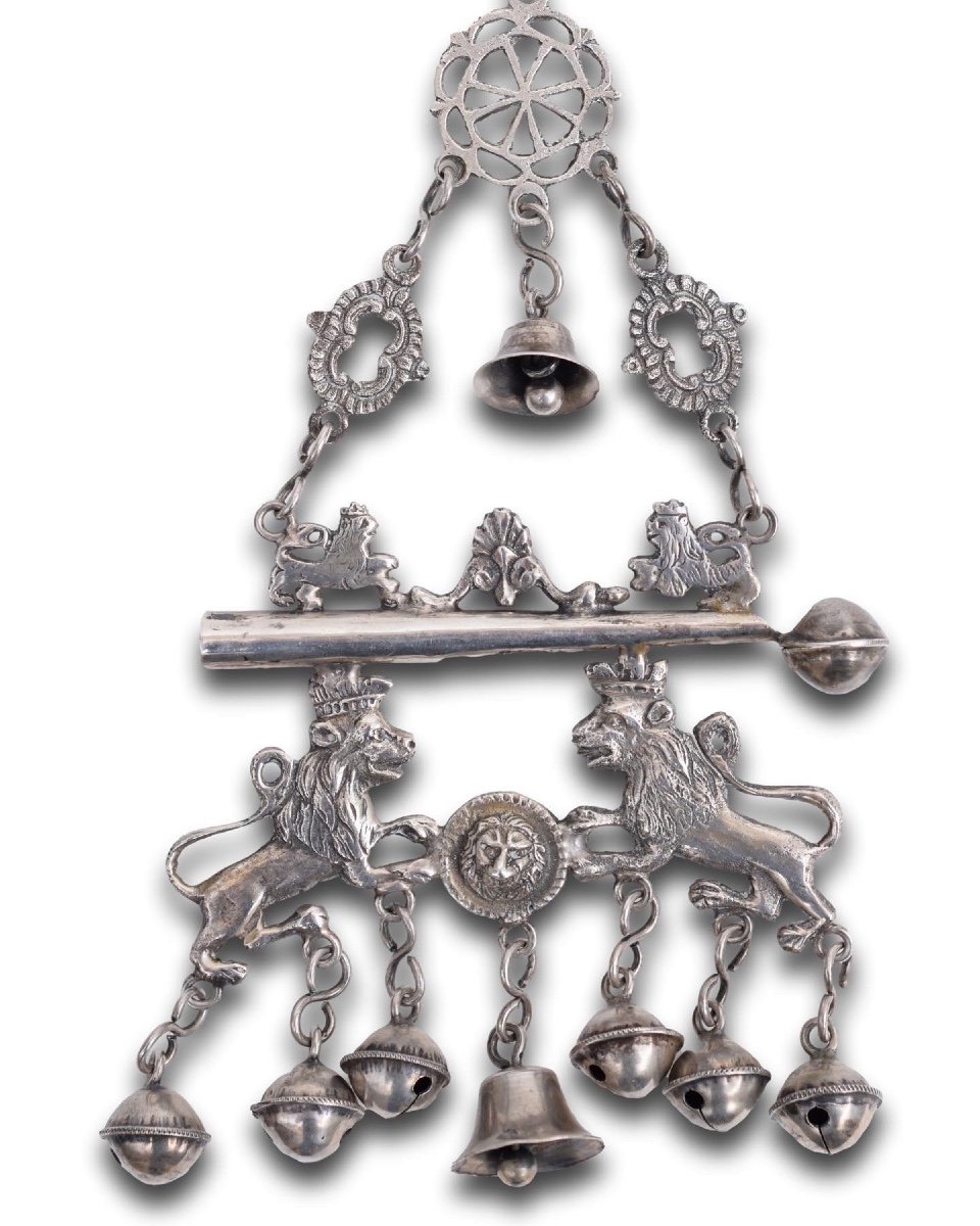 Silver Whistle With Lions And Bells. Spanish, Hallmarks Of Madrid, Eighteenth Century-photo-4