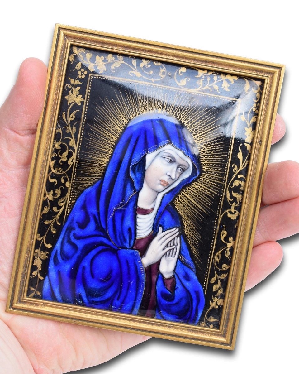 Plaque émaillée De La Vierge. Limoges, France, Vers 1700.  -photo-3