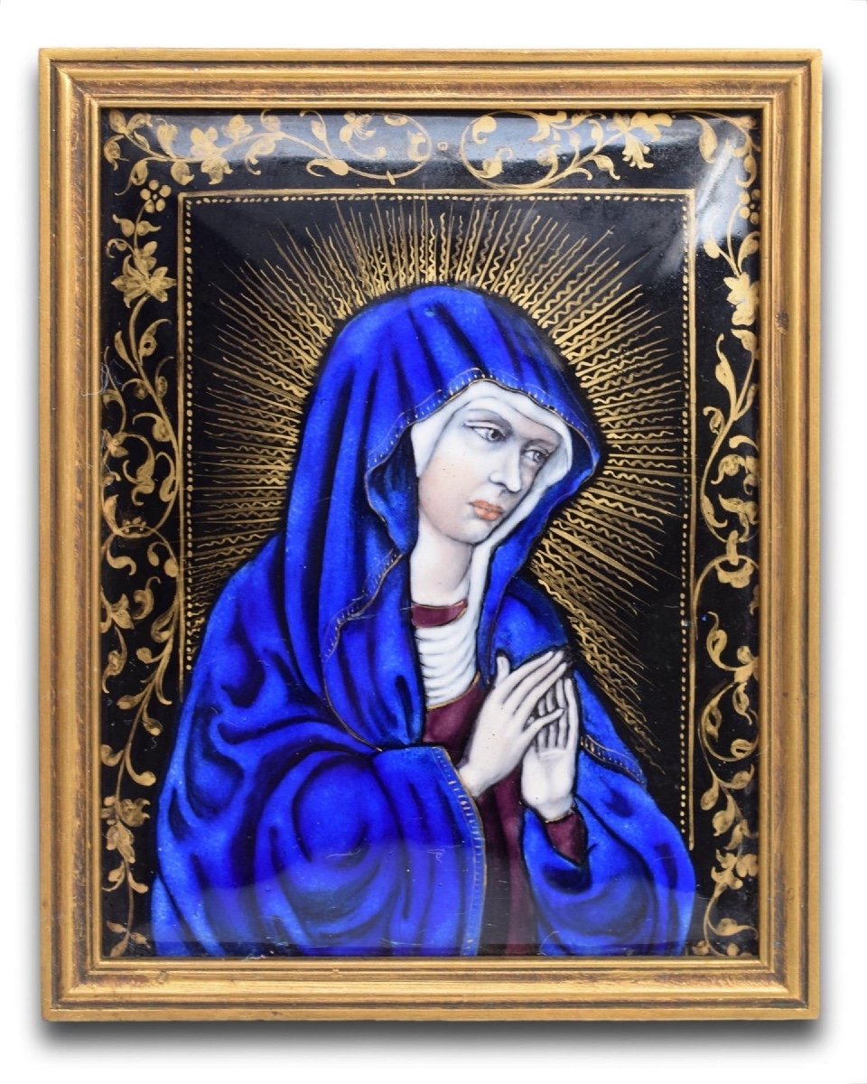 Plaque émaillée De La Vierge. Limoges, France, Vers 1700.  