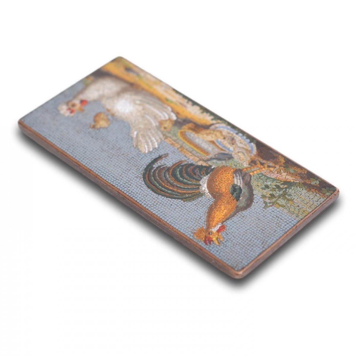 Micromosaic Plaque Of Chickens, Gioacchino Barberi. Italian, Early 19th Century.-photo-6