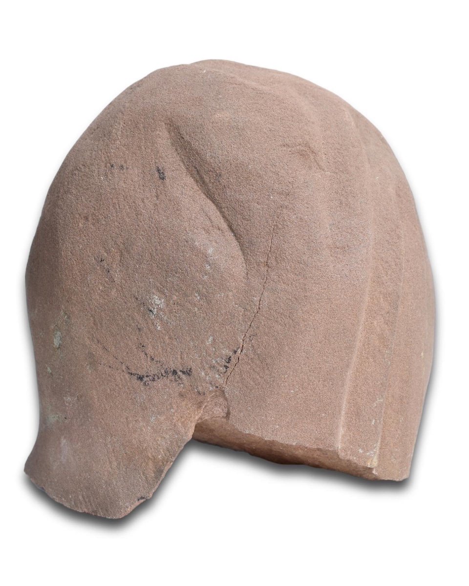 Sandstone Head Of The Veiled Virgin. Eastern France, C.1500.-photo-3