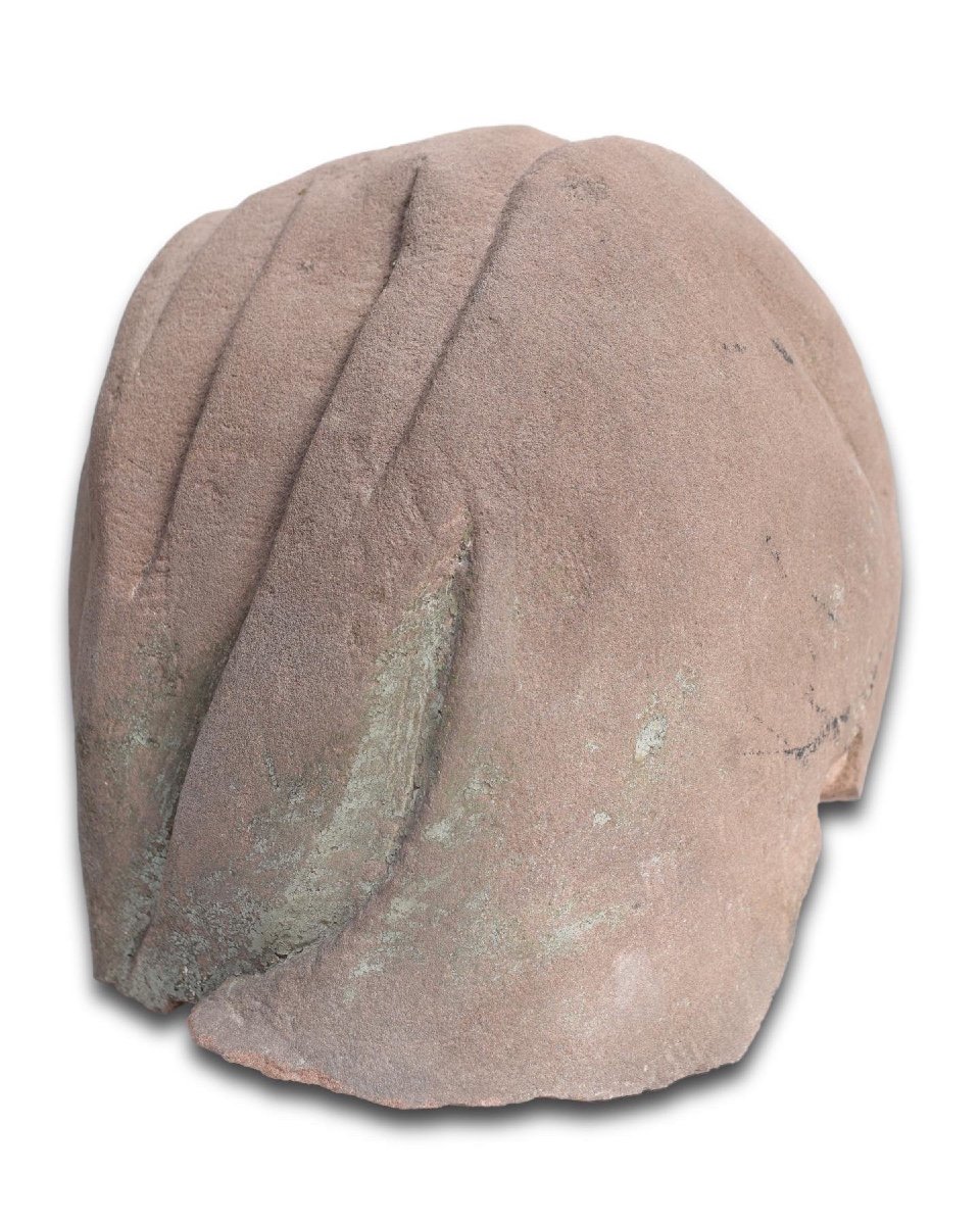 Sandstone Head Of The Veiled Virgin. Eastern France, C.1500.-photo-4
