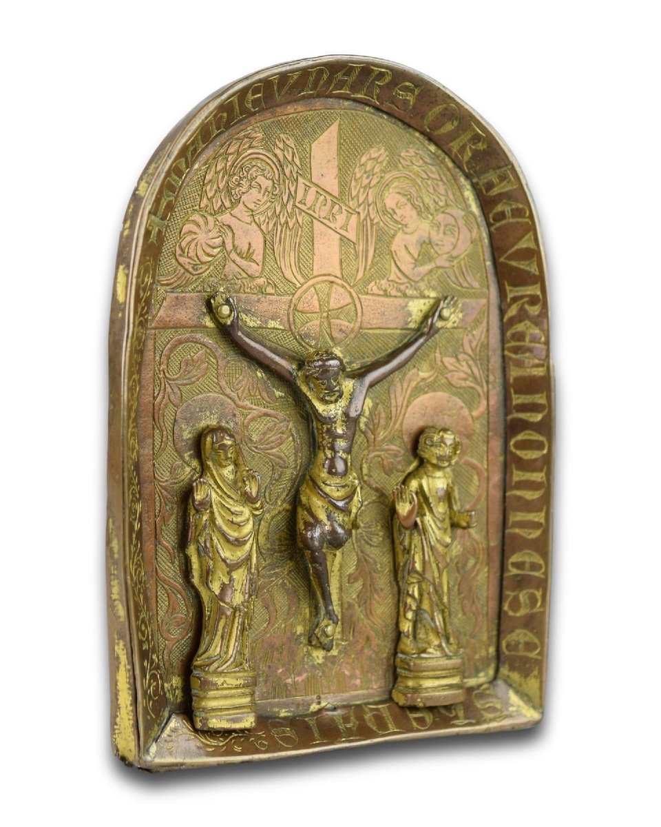 Engraved Copper-gilt Pax With The Crucifixion. French Or English, 15th Century.-photo-2