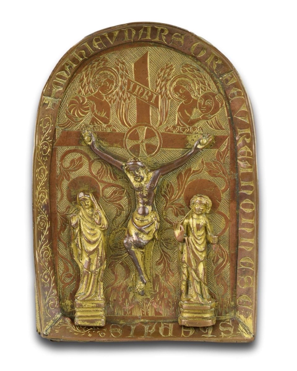 Engraved Copper-gilt Pax With The Crucifixion. French Or English, 15th Century.-photo-3