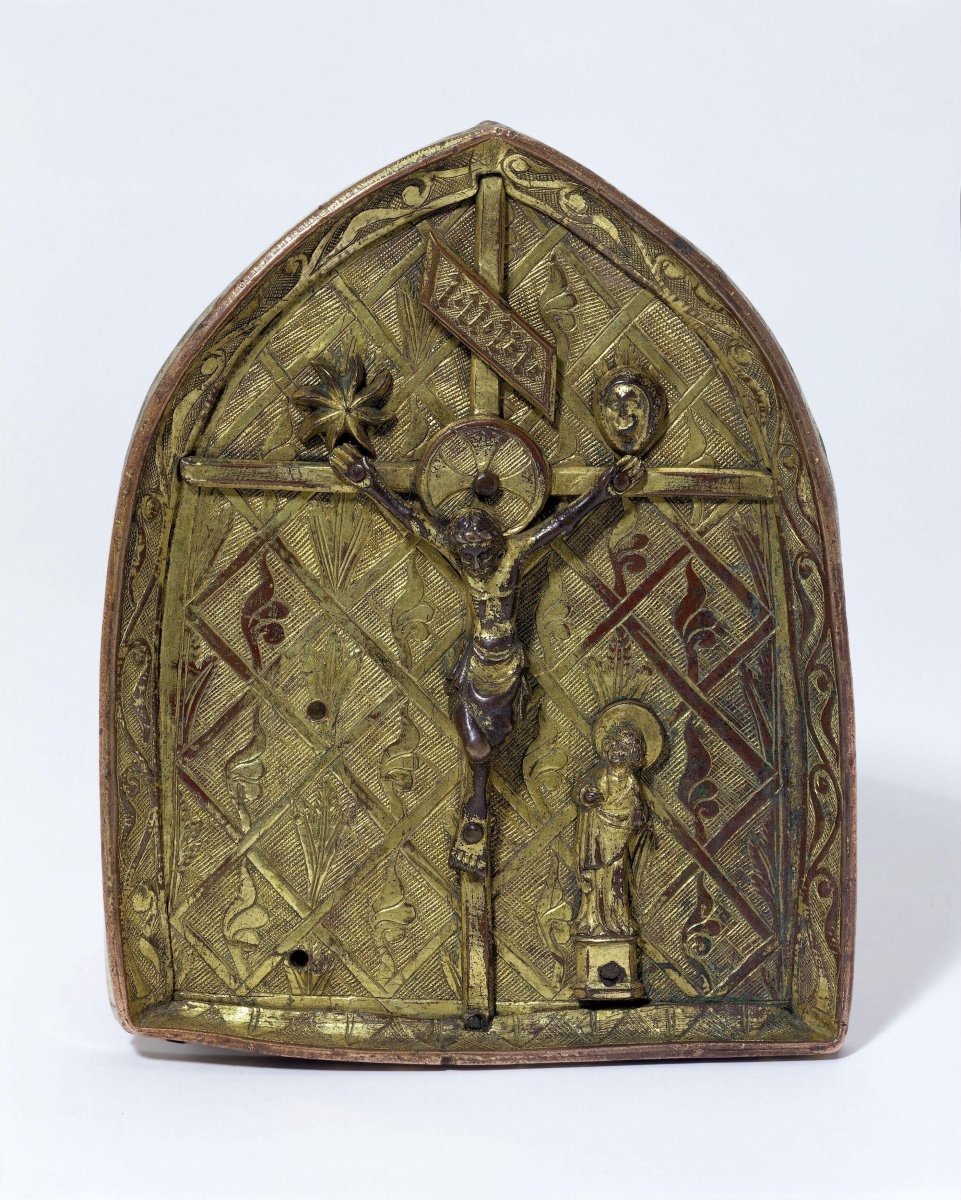 Engraved Copper-gilt Pax With The Crucifixion. French Or English, 15th Century.-photo-8