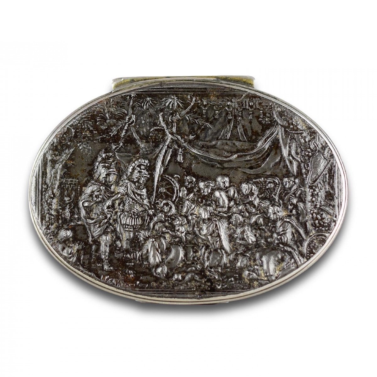 Tabatière En Argent Et Acier; Alexandre à La Tente De Darius. Anglais, 18e Siècle-photo-4