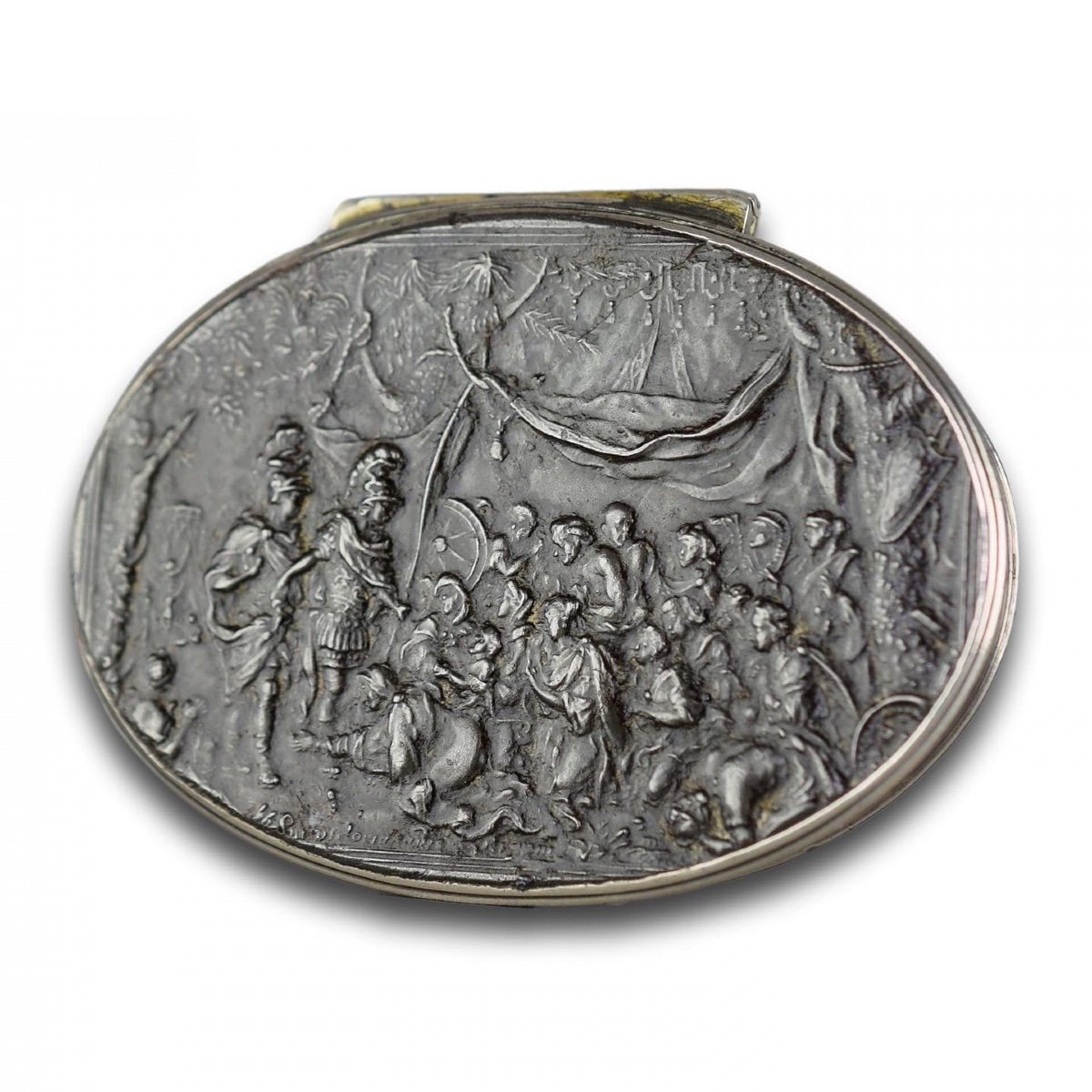 Tabatière En Argent Et Acier; Alexandre à La Tente De Darius. Anglais, 18e Siècle-photo-7