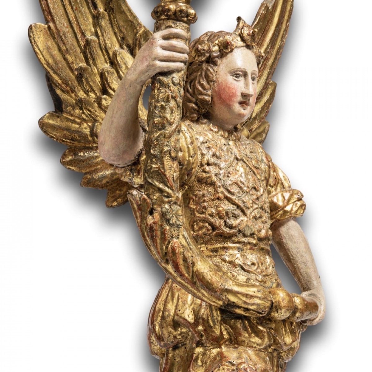 Pair Of Gilded Wooden Torcheres Of Angels. North Italian, 17th Century.-photo-2