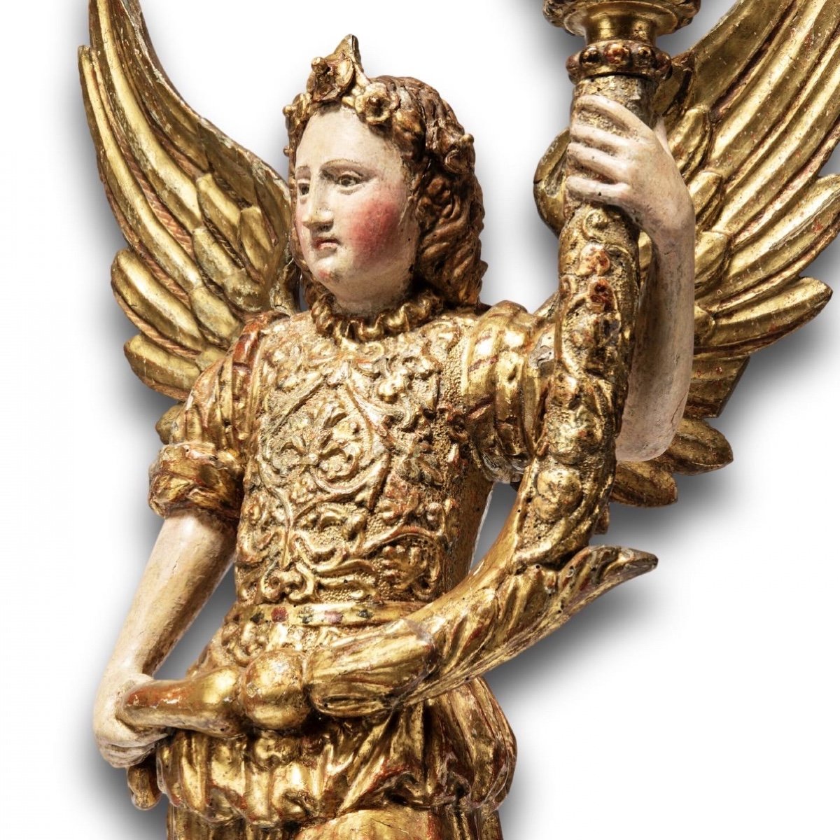 Pair Of Gilded Wooden Torcheres Of Angels. North Italian, 17th Century.-photo-3
