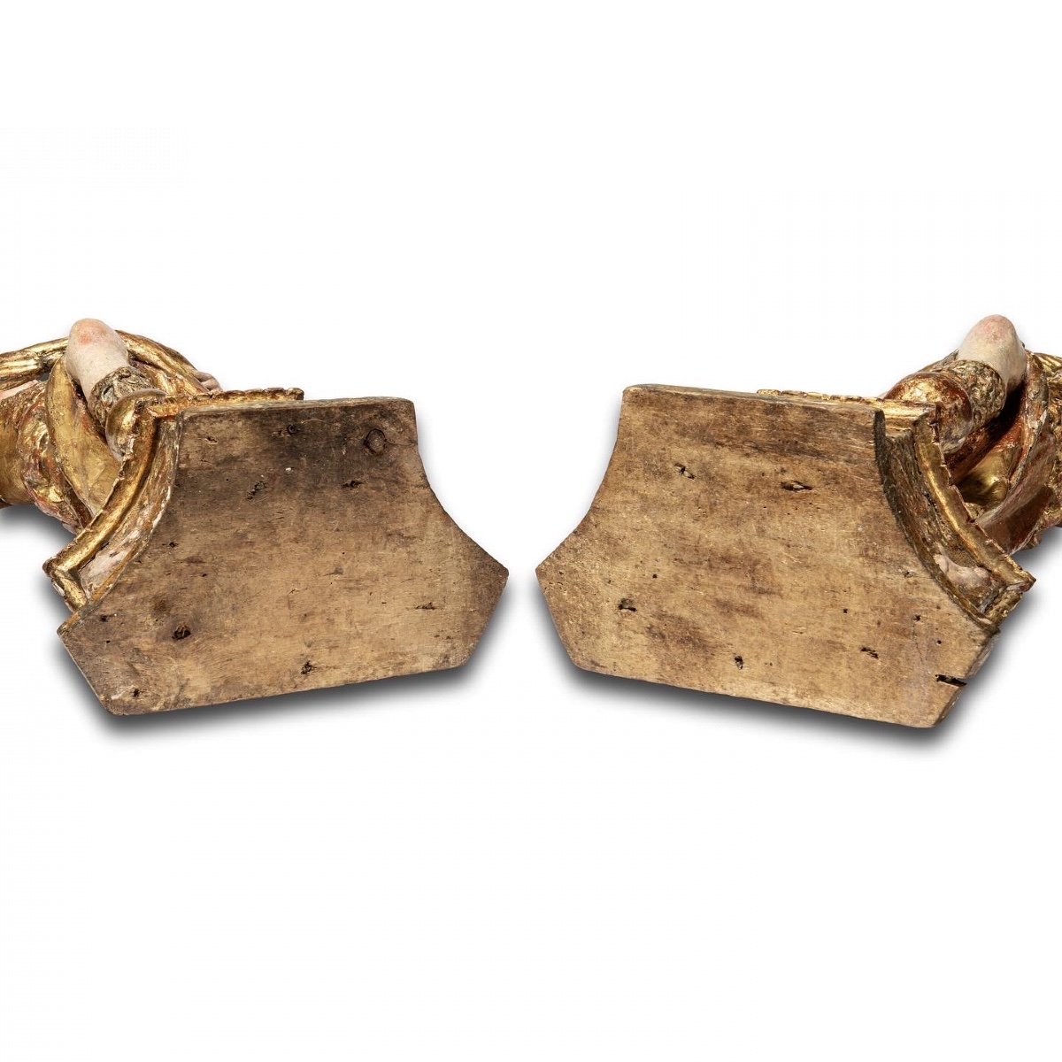 Pair Of Gilded Wooden Torcheres Of Angels. North Italian, 17th Century.-photo-2