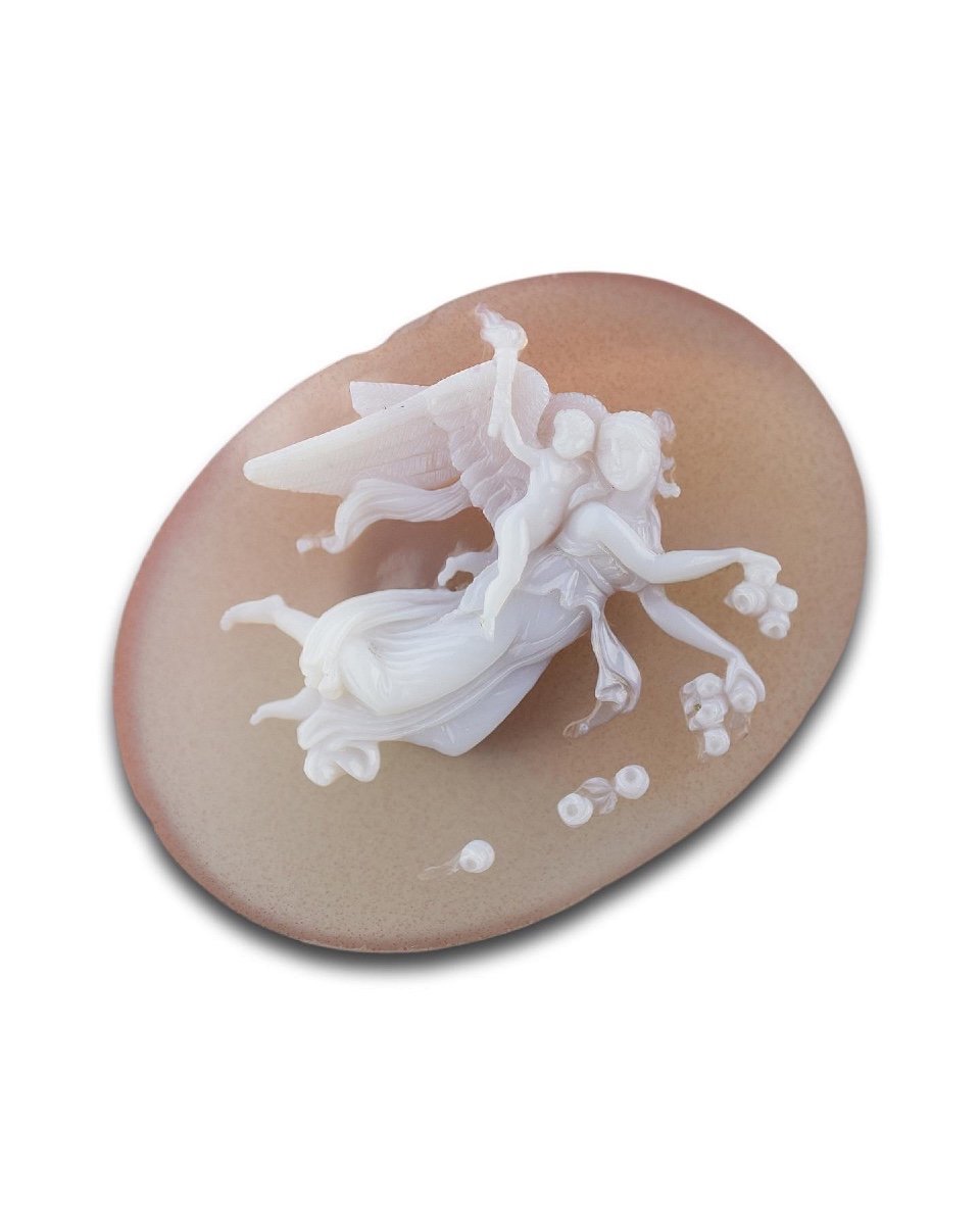 A Sardonyx Cameo Of Aurora And Cupid. Italian, 19th Century.-photo-2